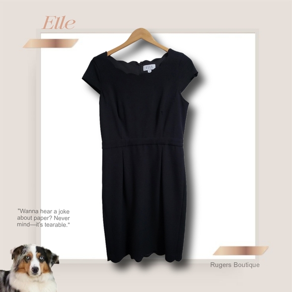 🌿Elle Women's Size 10 Black Dress Scalloped Neckline-Beautiful! - Picture 12 of 13